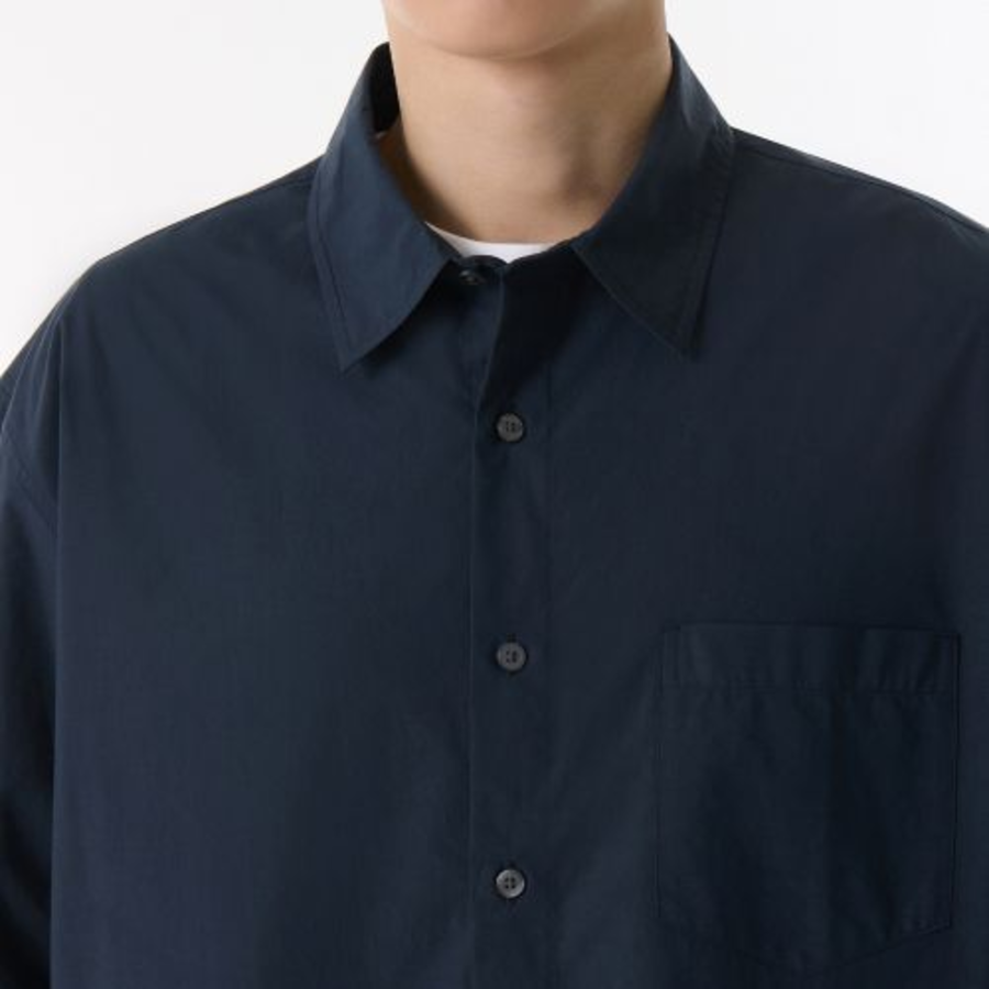 Relaxed Washed Poplin Shirt (Navy)