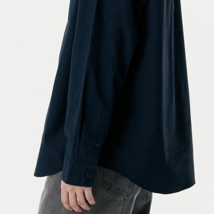 Relaxed Washed Poplin Shirt (Navy)