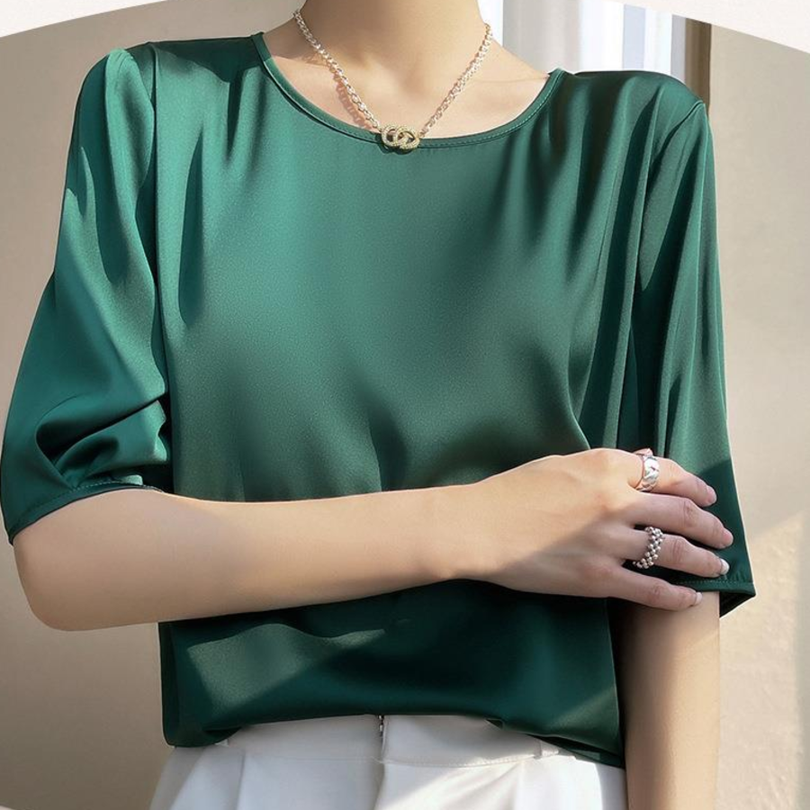 Silky Wide-Fit Satin Blouse