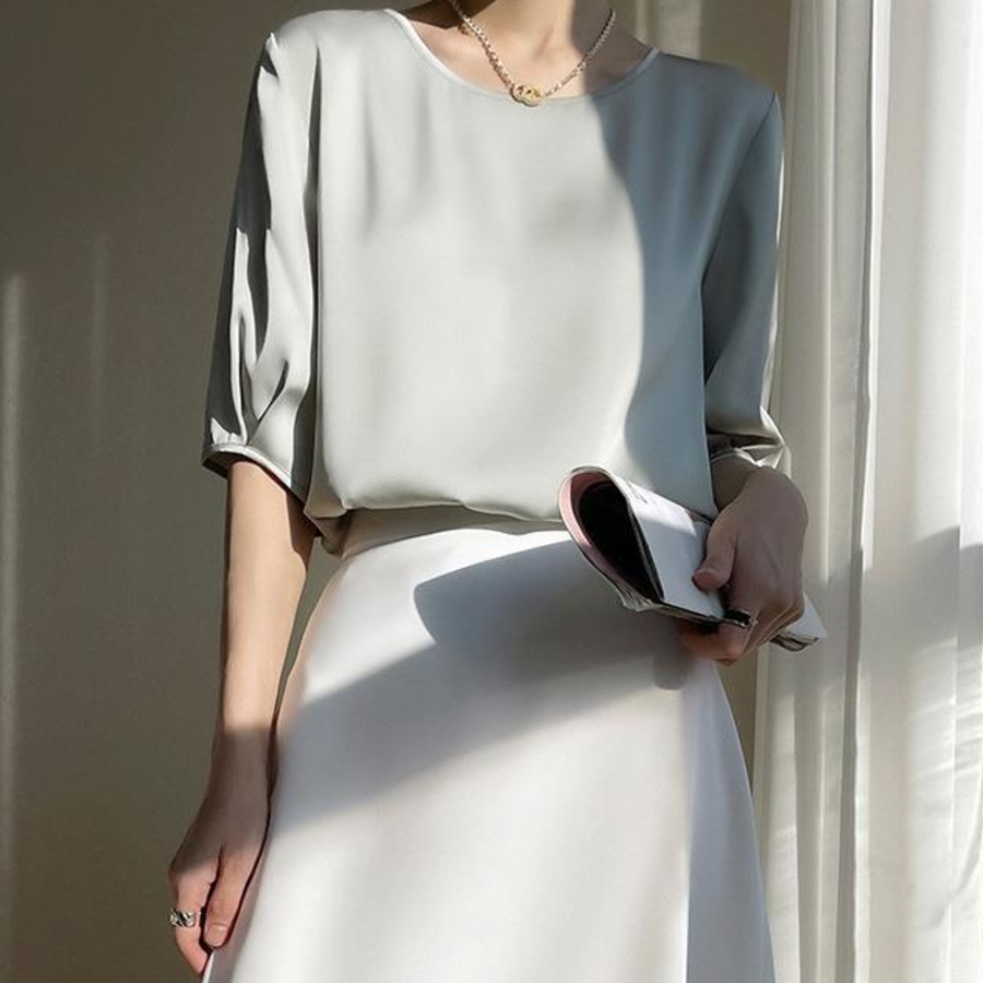Silky Wide-Fit Satin Blouse