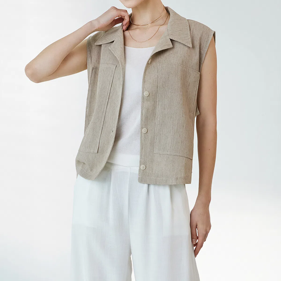 Back String Linen Vest