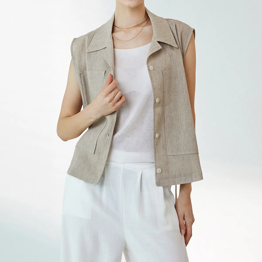 Back String Linen Vest
