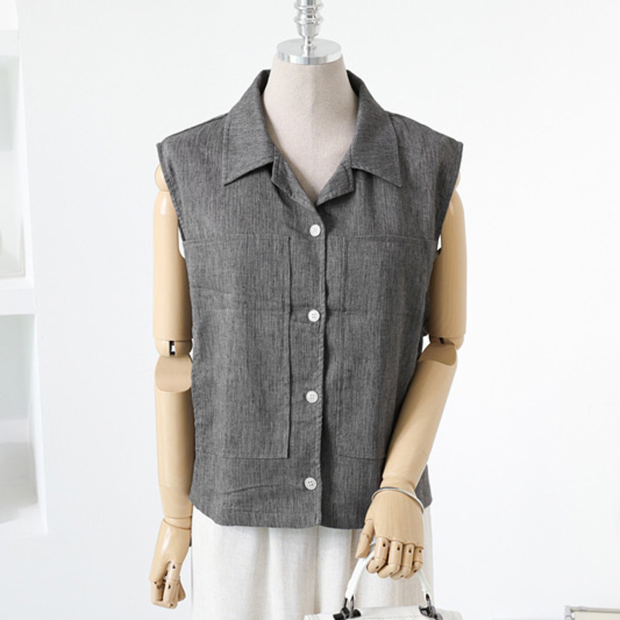 Back String Linen Vest