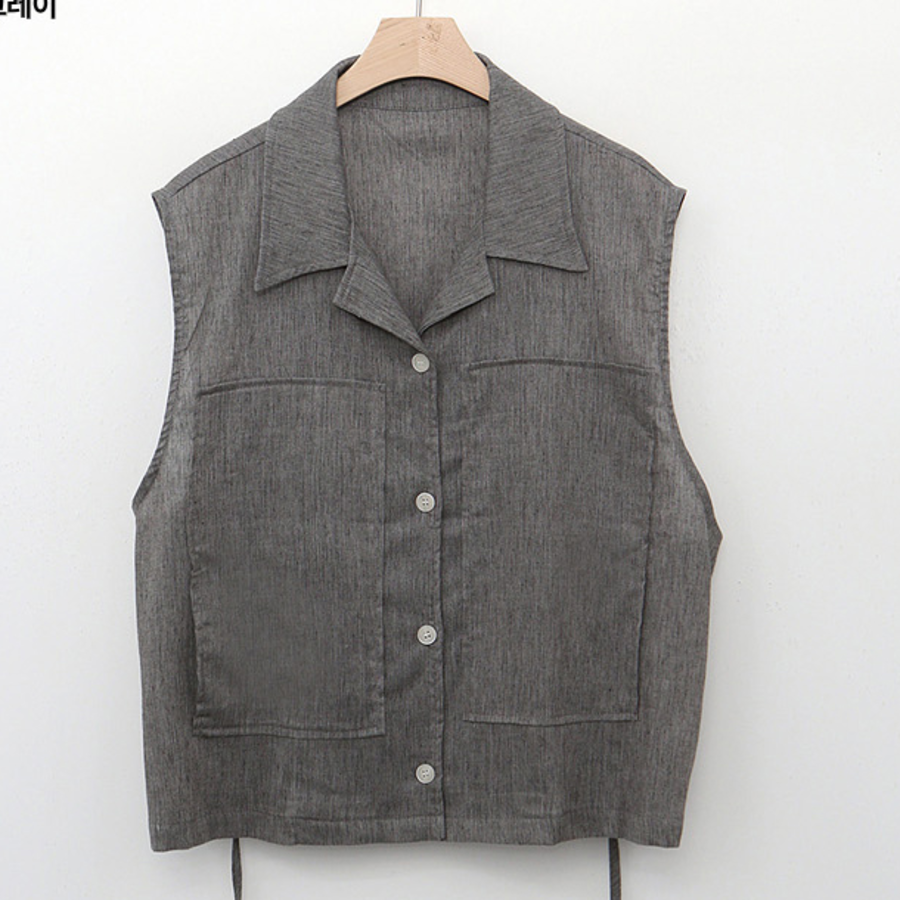 Back String Linen Vest