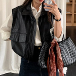 Boxy Fit Pocket Drop Shoulder Leather Vest