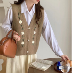 Retro Embroidered Flower Knit Vest