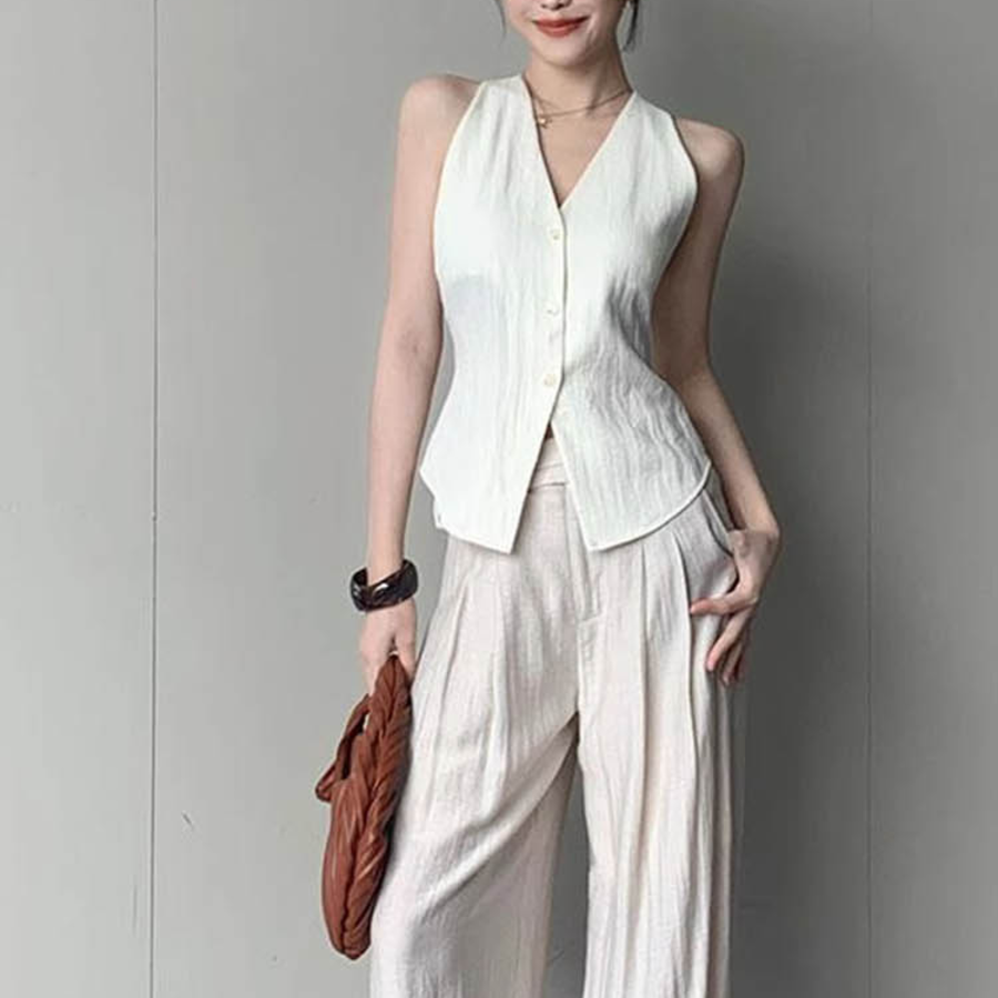 Summer V-Neck Sleeveless Suit Vest