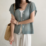 V-Neck Mesh Knit Vest
