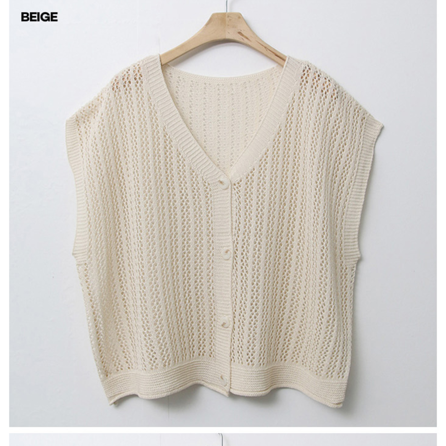V-Neck Mesh Knit Vest