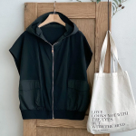 Color-Block Hooded Zip-Up Vest