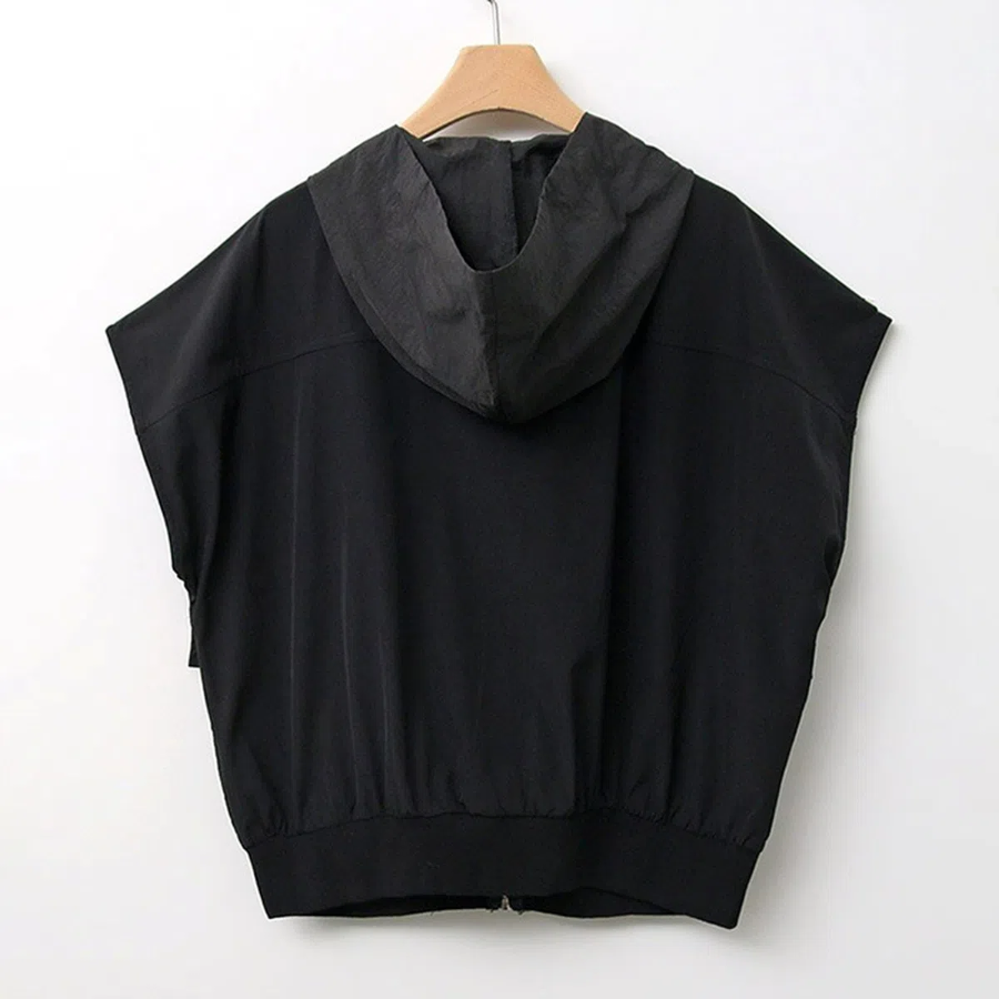 Color-Block Hooded Zip-Up Vest