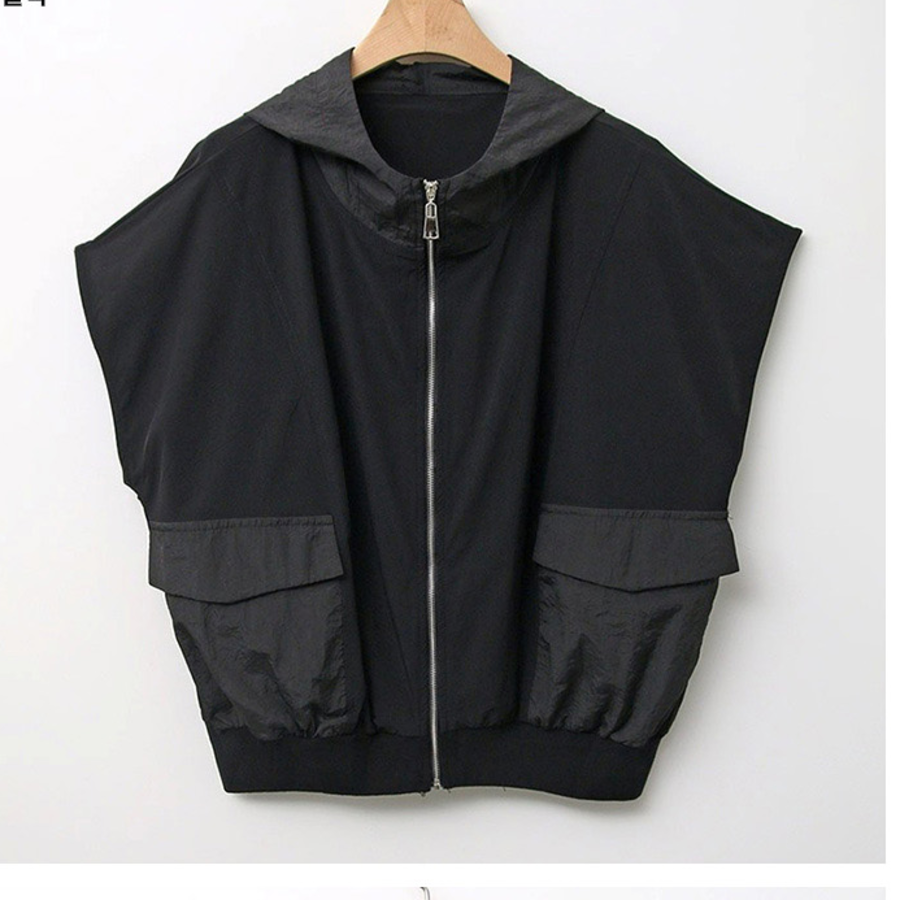 Color-Block Hooded Zip-Up Vest