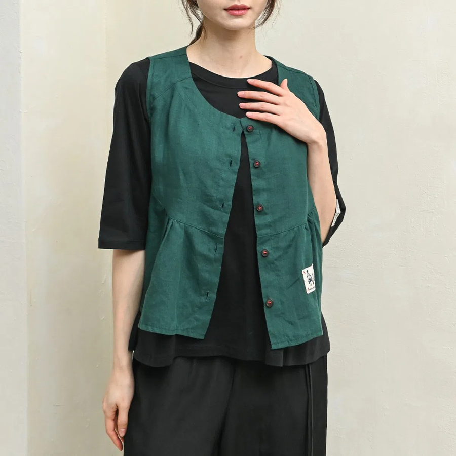 Ramo Shirring Linen Vest