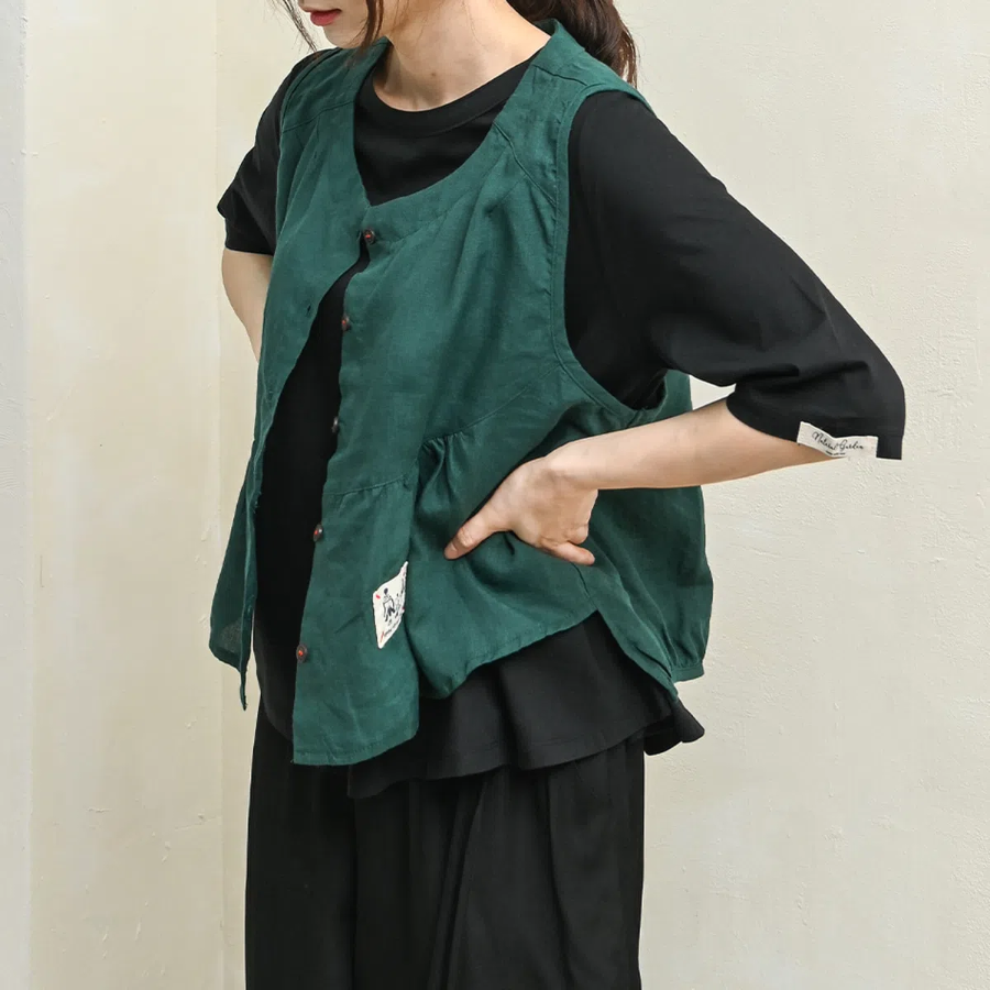 Ramo Shirring Linen Vest