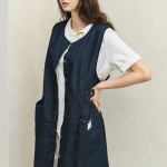 Round Open Denim Long Vest