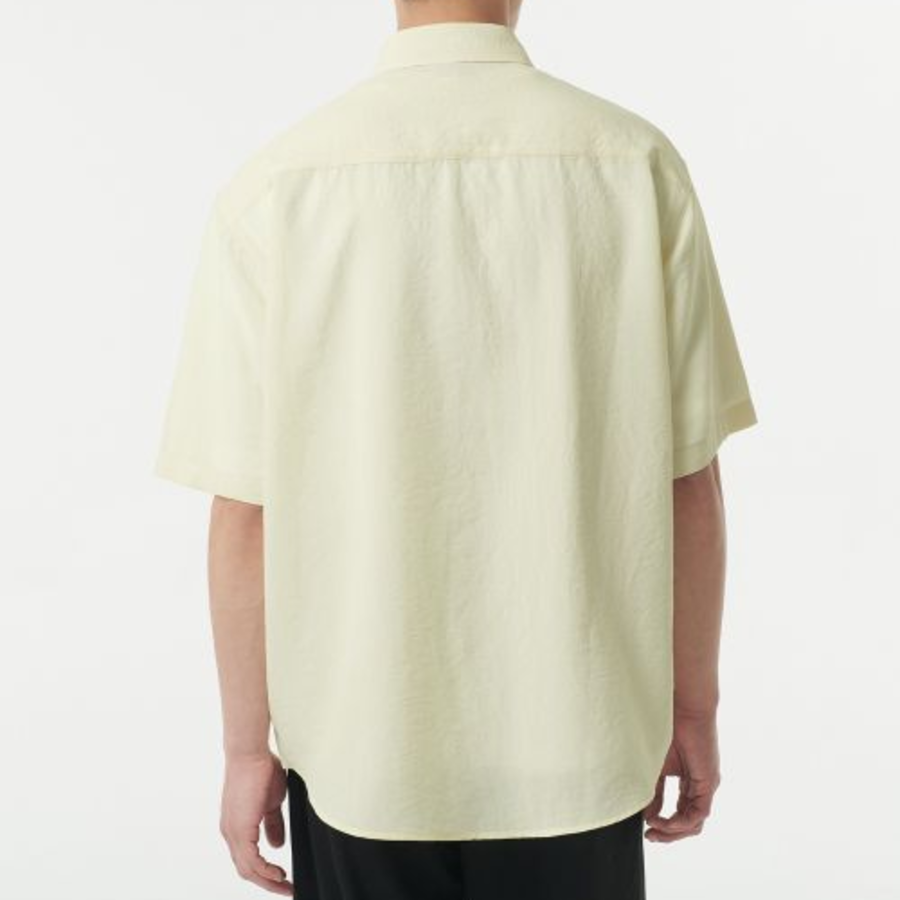 Relaxed Linen-Like Short Sleeve Shirt (Lemon)