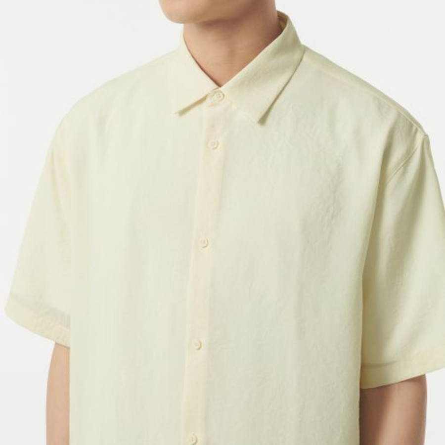 Relaxed Linen-Like Short Sleeve Shirt (Lemon)