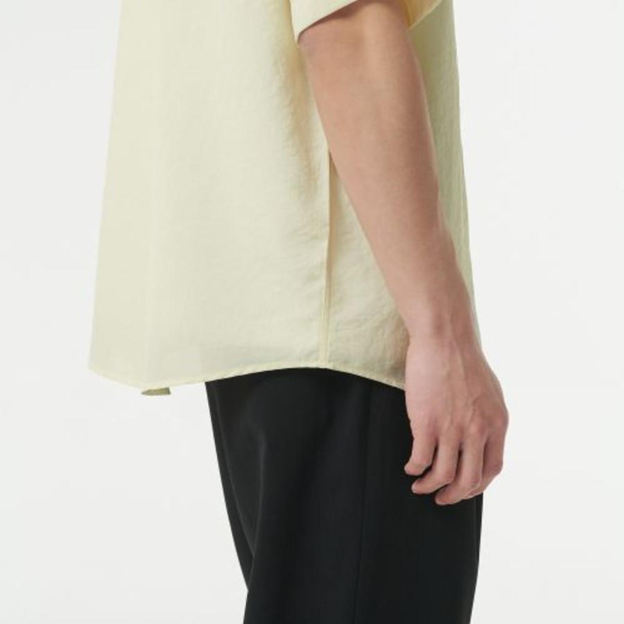 Relaxed Linen-Like Short Sleeve Shirt (Lemon)