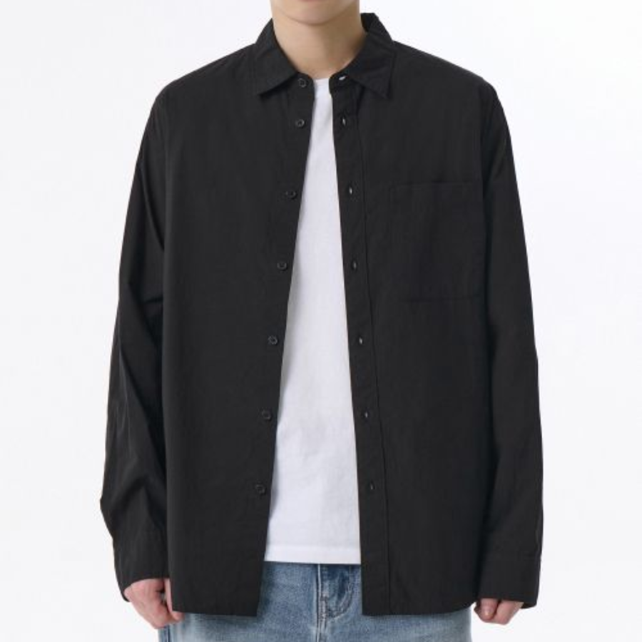 Relaxed Soft Poplin Shirt (Warm Ash Grey)