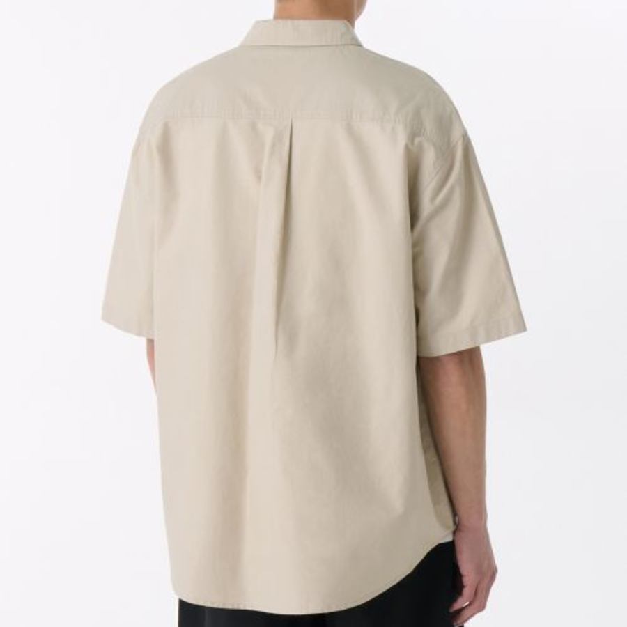 Oversized Oxford Short Sleeve Shirt (Light Beige)