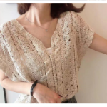 Crochet V-Neck Knit Vest