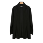 Open Shawl-Collar Stretch Knit Half-Long Cardigan