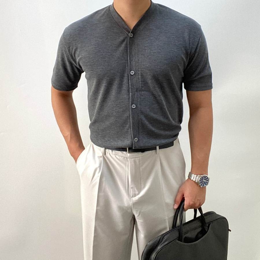 Semi-Muscle Fit Summer Short Sleeve Cardigan