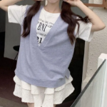 Style Vest Fake Layered T-shirt
