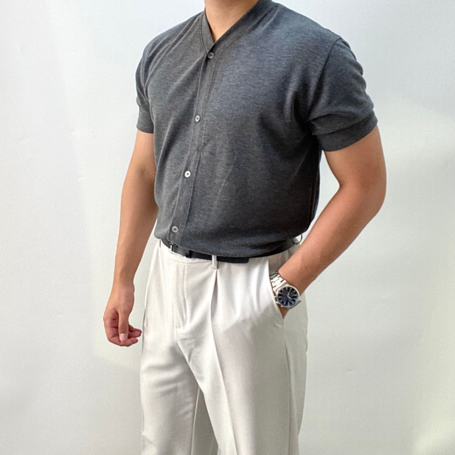 Semi-Muscle Fit Summer Short Sleeve Cardigan