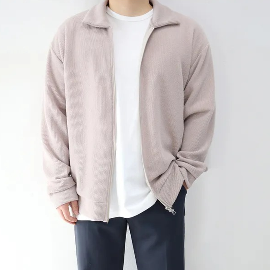 Oversized Two-Way Collar Knit Zip-Up Cardigan