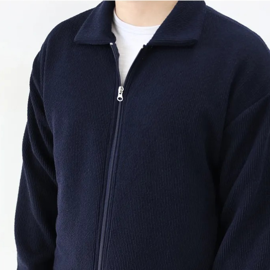 Oversized Two-Way Collar Knit Zip-Up Cardigan