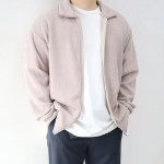 Oversized Two-Way Collar Knit Zip-Up Cardigan