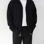 Oversized Two-Way Collar Knit Zip-Up Cardigan