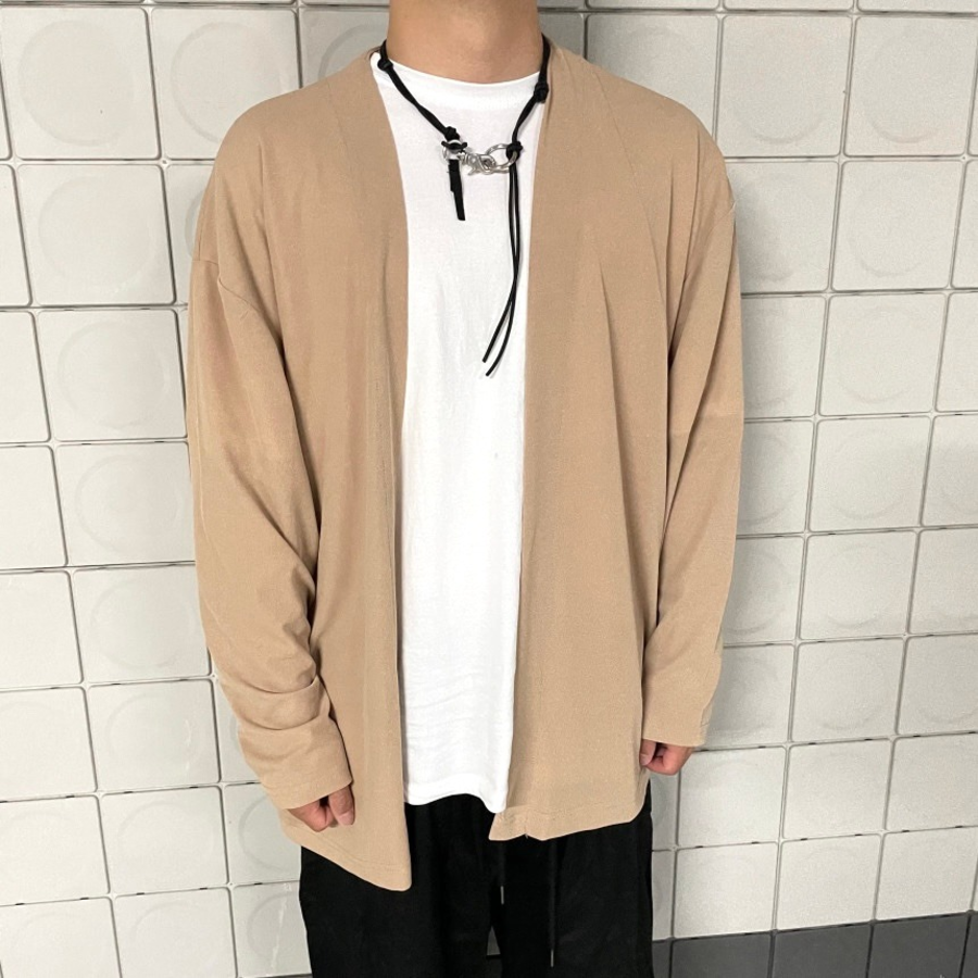 Linen Yukata-Style Summer Long Cardigan