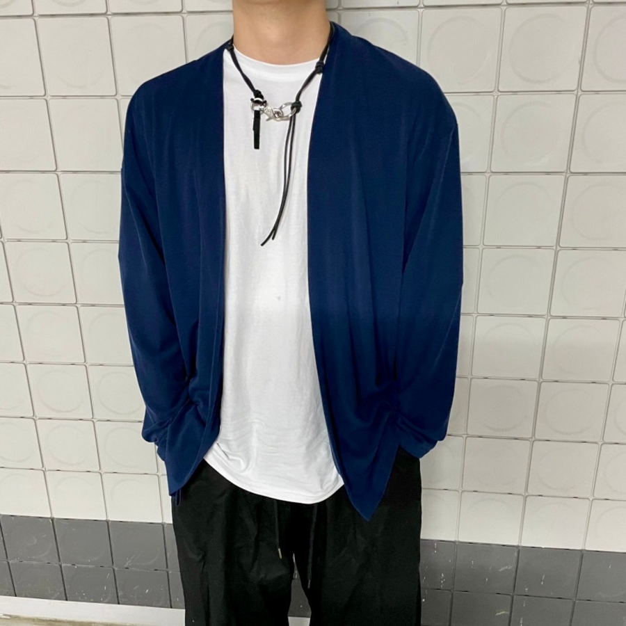 Linen Yukata-Style Summer Long Cardigan