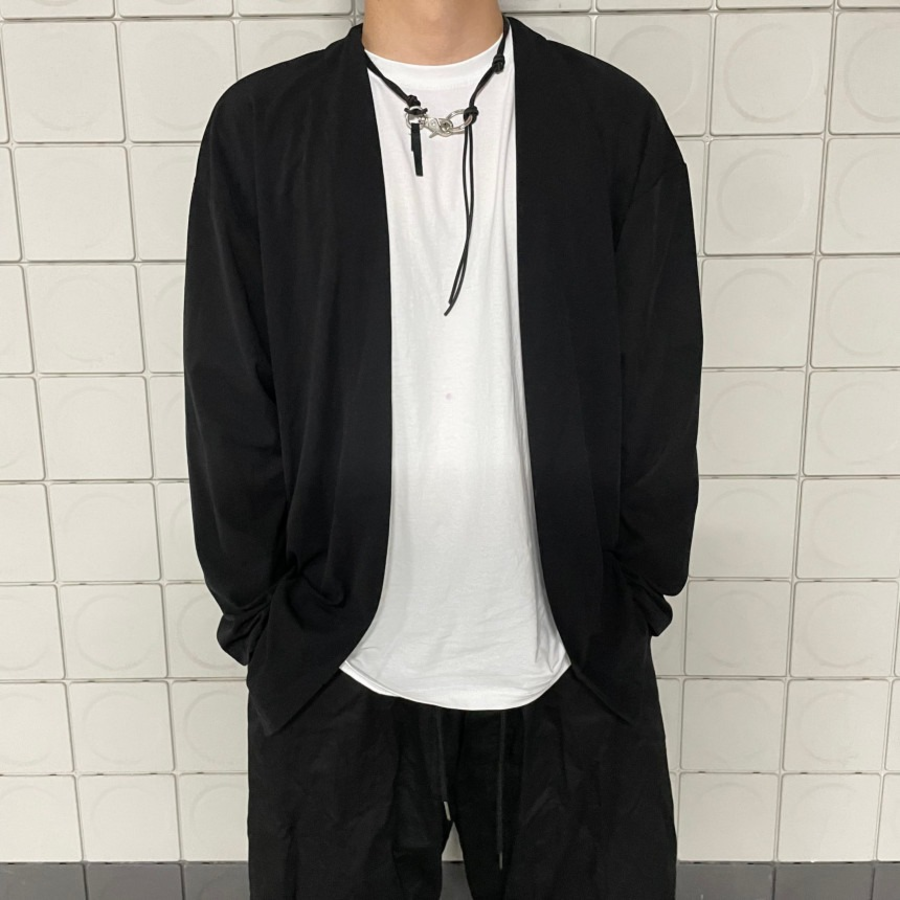 Linen Yukata-Style Summer Long Cardigan