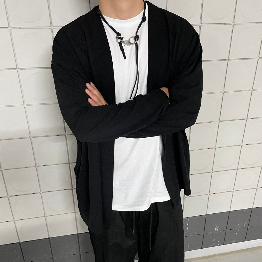 Linen Yukata-Style Summer Long Cardigan