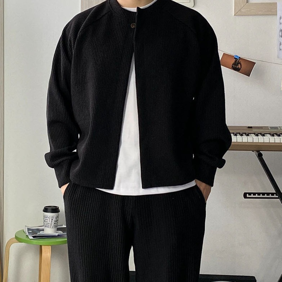 Washer-Friendly Ribbed Knit Crop Cardigan