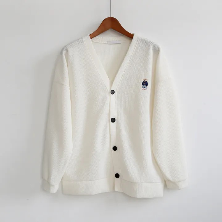 Men's Plus-Size Ribbed Embroidered Mid-Season Cardigan