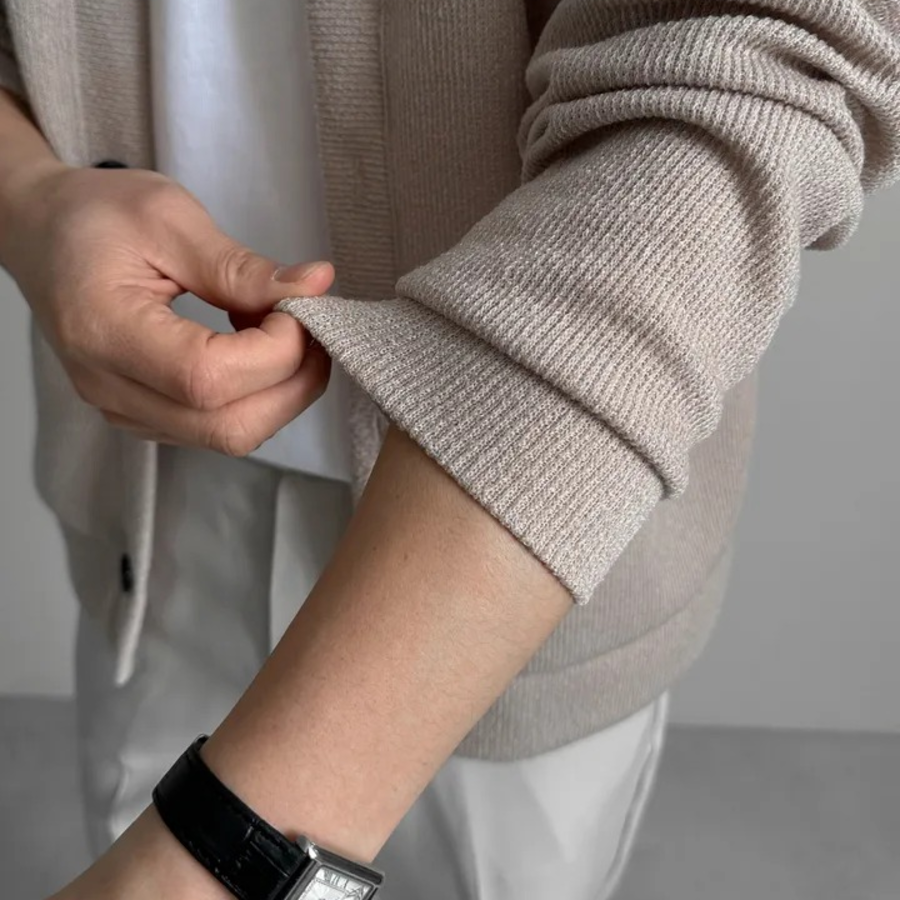 Men's Plus-Size Ribbed Embroidered Mid-Season Cardigan