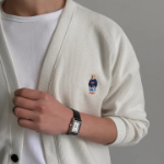 Men's Plus-Size Ribbed Embroidered Mid-Season Cardigan