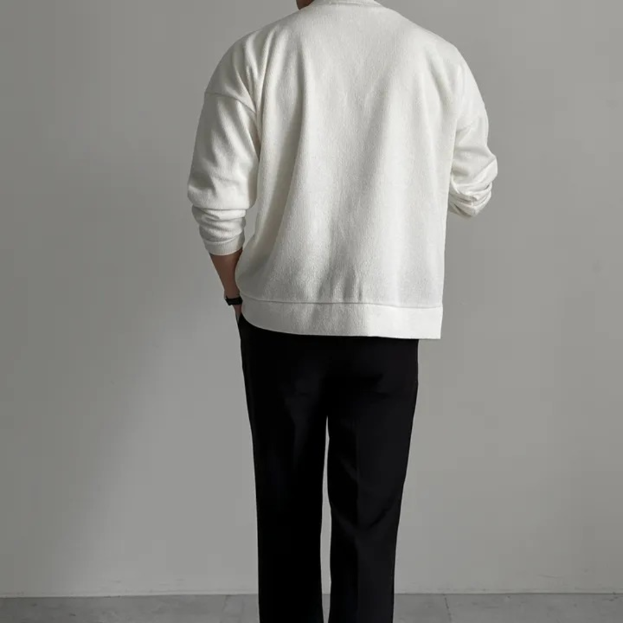 Men's Plus-Size Ribbed Embroidered Mid-Season Cardigan