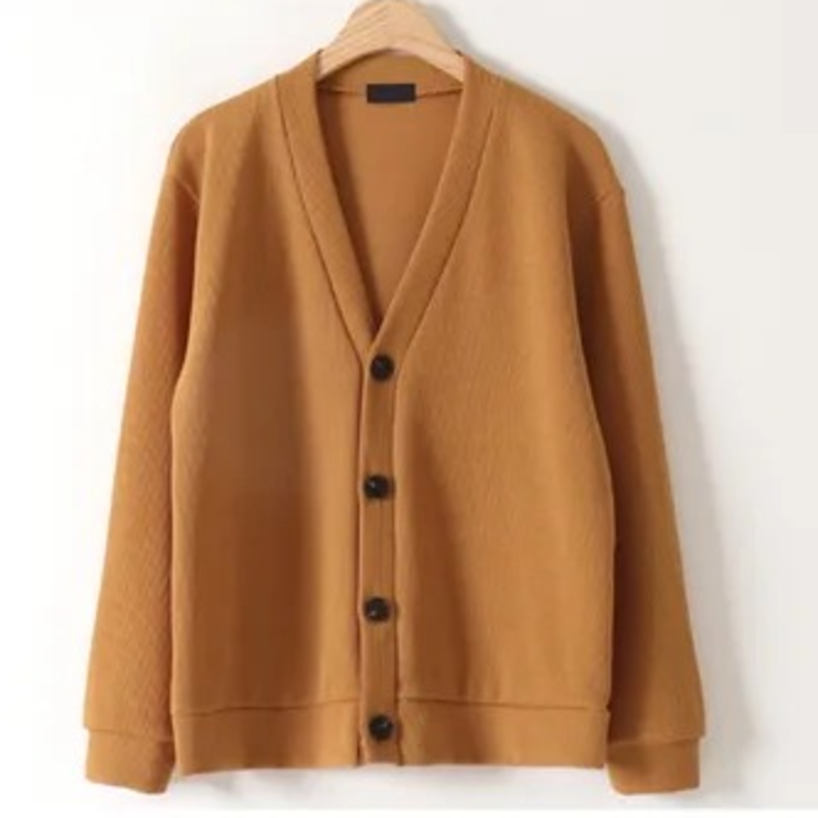 James V-Neck Plain Knit Cardigan (Plus Size)