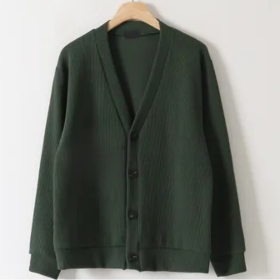 James V-Neck Plain Knit Cardigan (Plus Size)