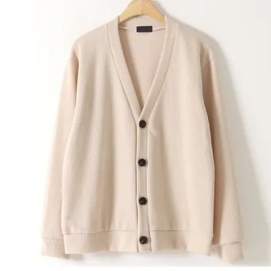 James V-Neck Plain Knit Cardigan (Plus Size)
