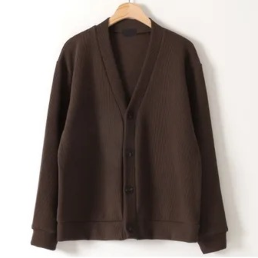 James V-Neck Plain Knit Cardigan (Plus Size)