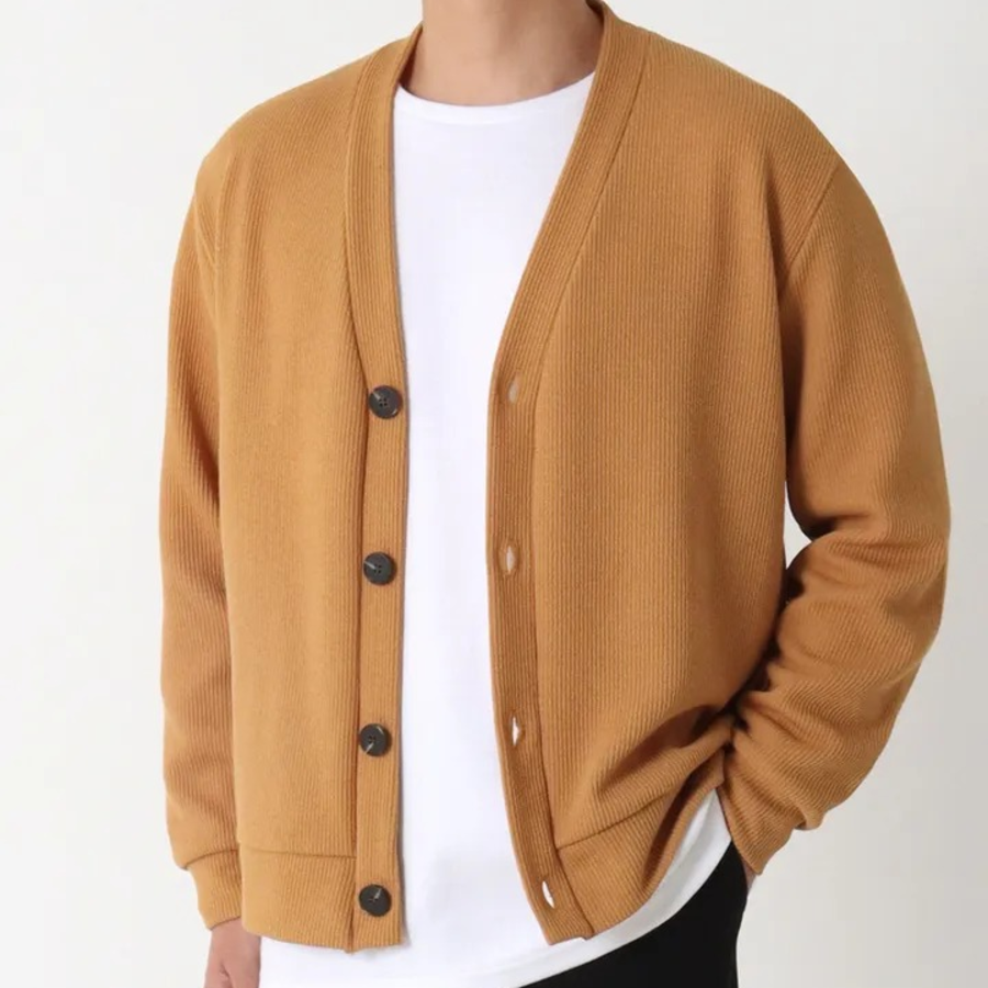 James V-Neck Plain Knit Cardigan (Plus Size)
