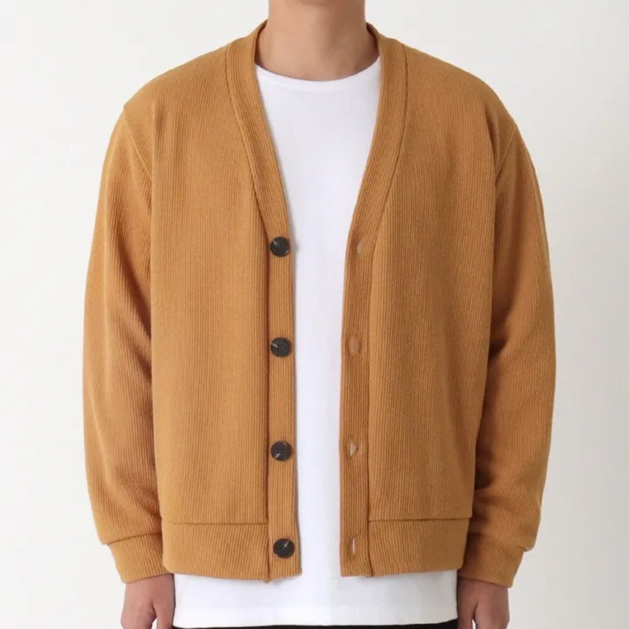 James V-Neck Plain Knit Cardigan (Plus Size)