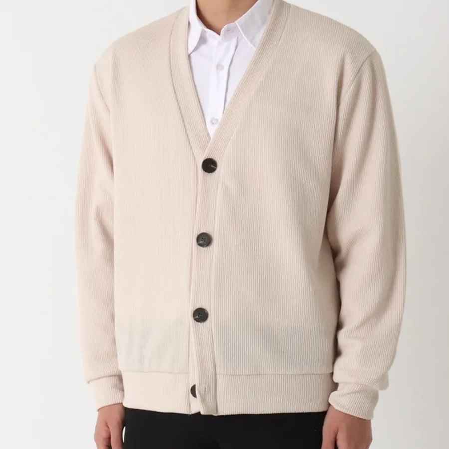James V-Neck Plain Knit Cardigan (Plus Size)
