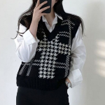 Summer Knit Crop Check Vest